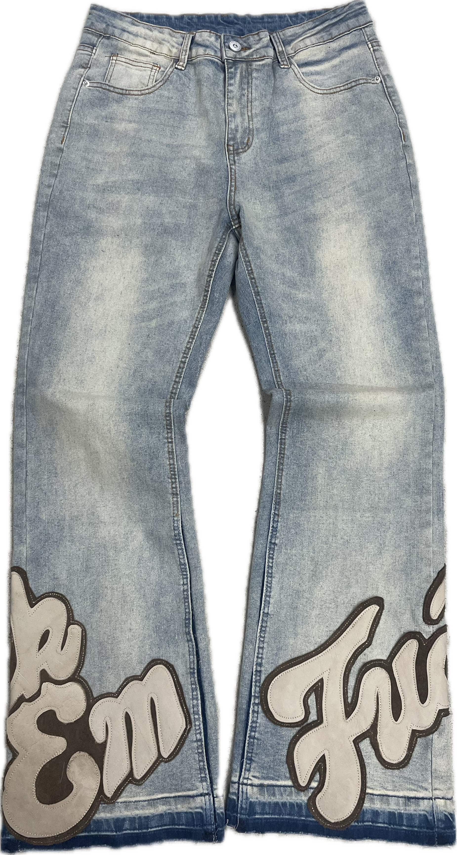 FML(fuck my life)DRIP FLARE PANTS yoko系 Light Wash Flare Denim – The Fuck Em Store