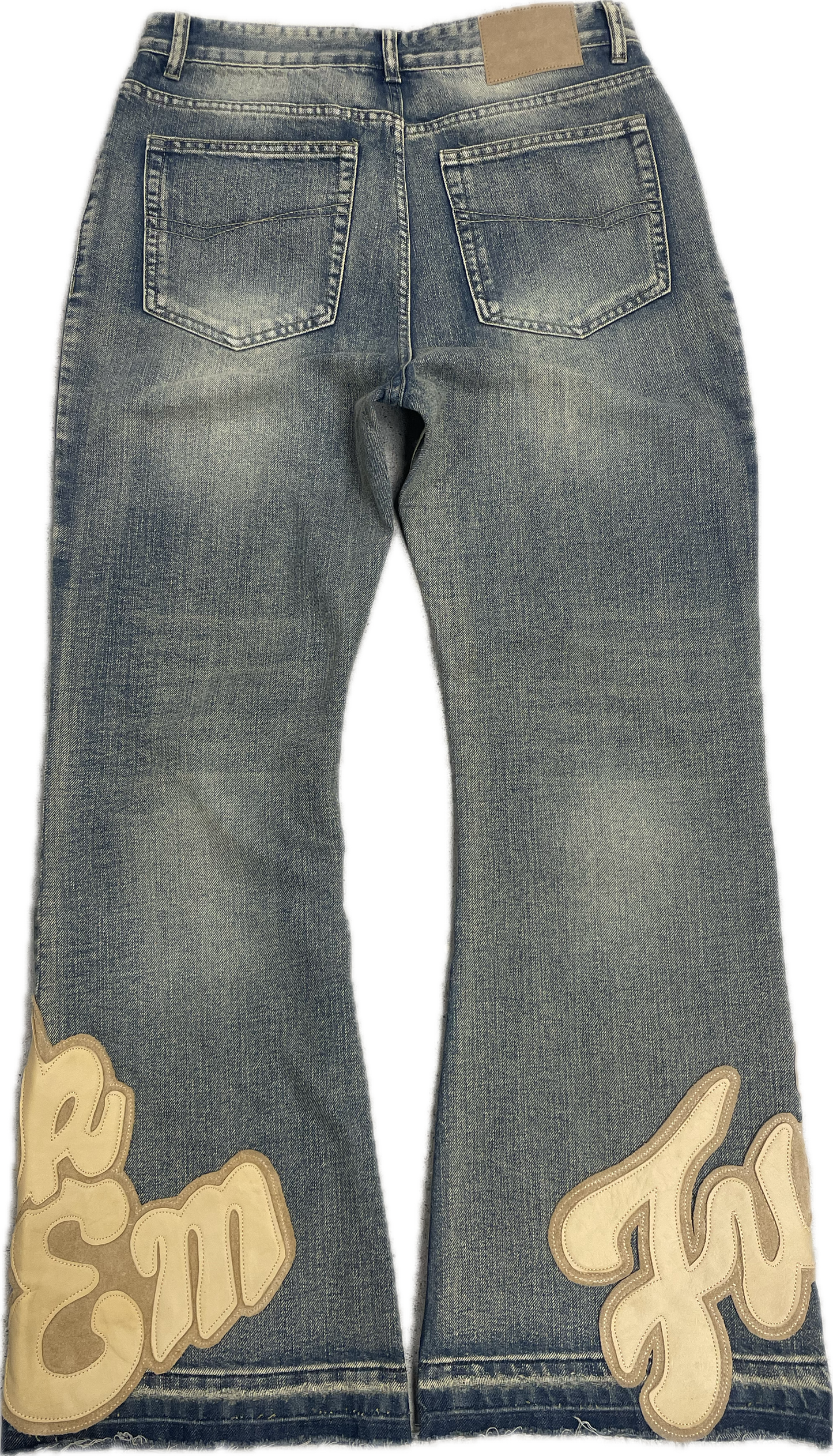 Cream Wash Patch Denim