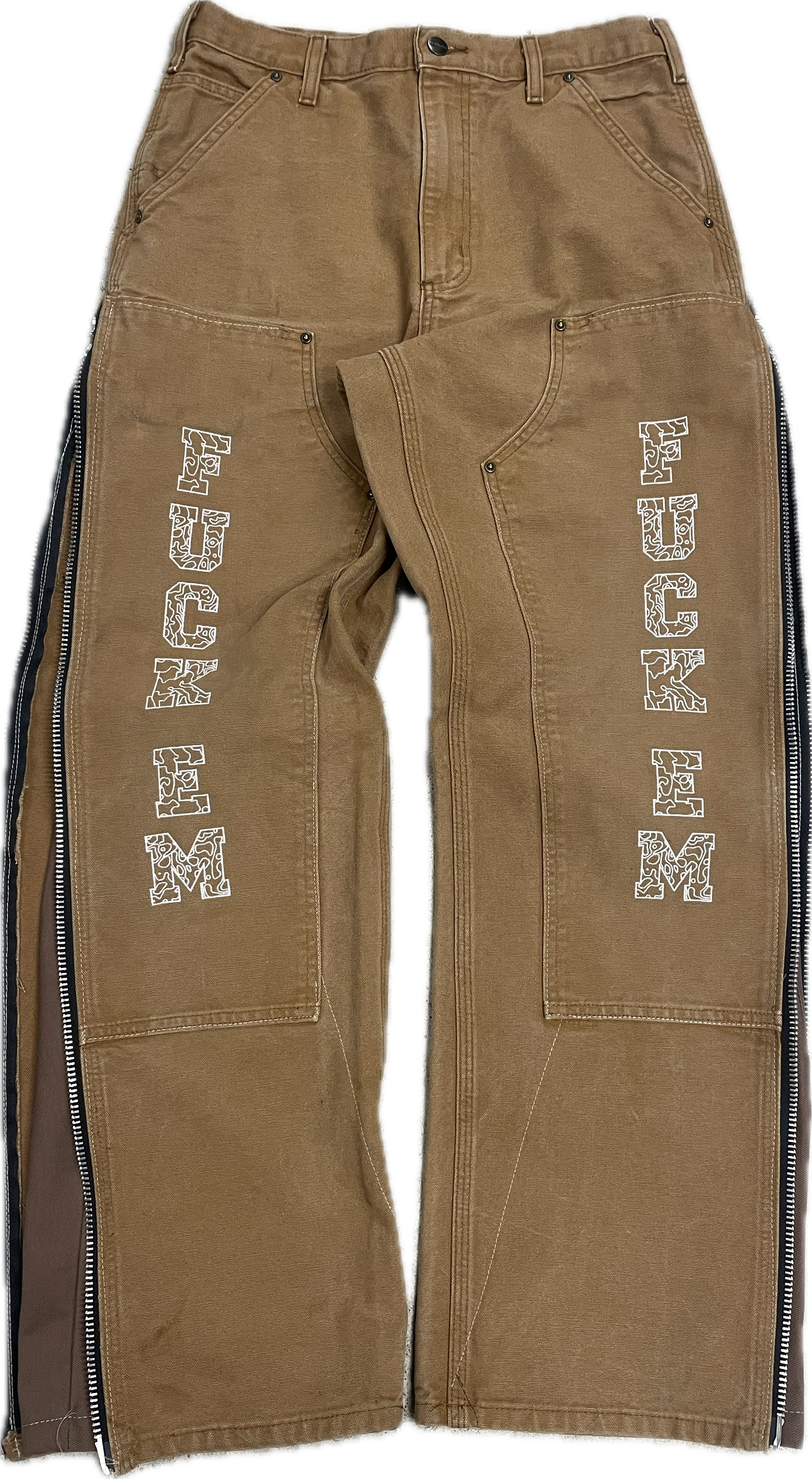 Cream Double Knee Zipper Pant