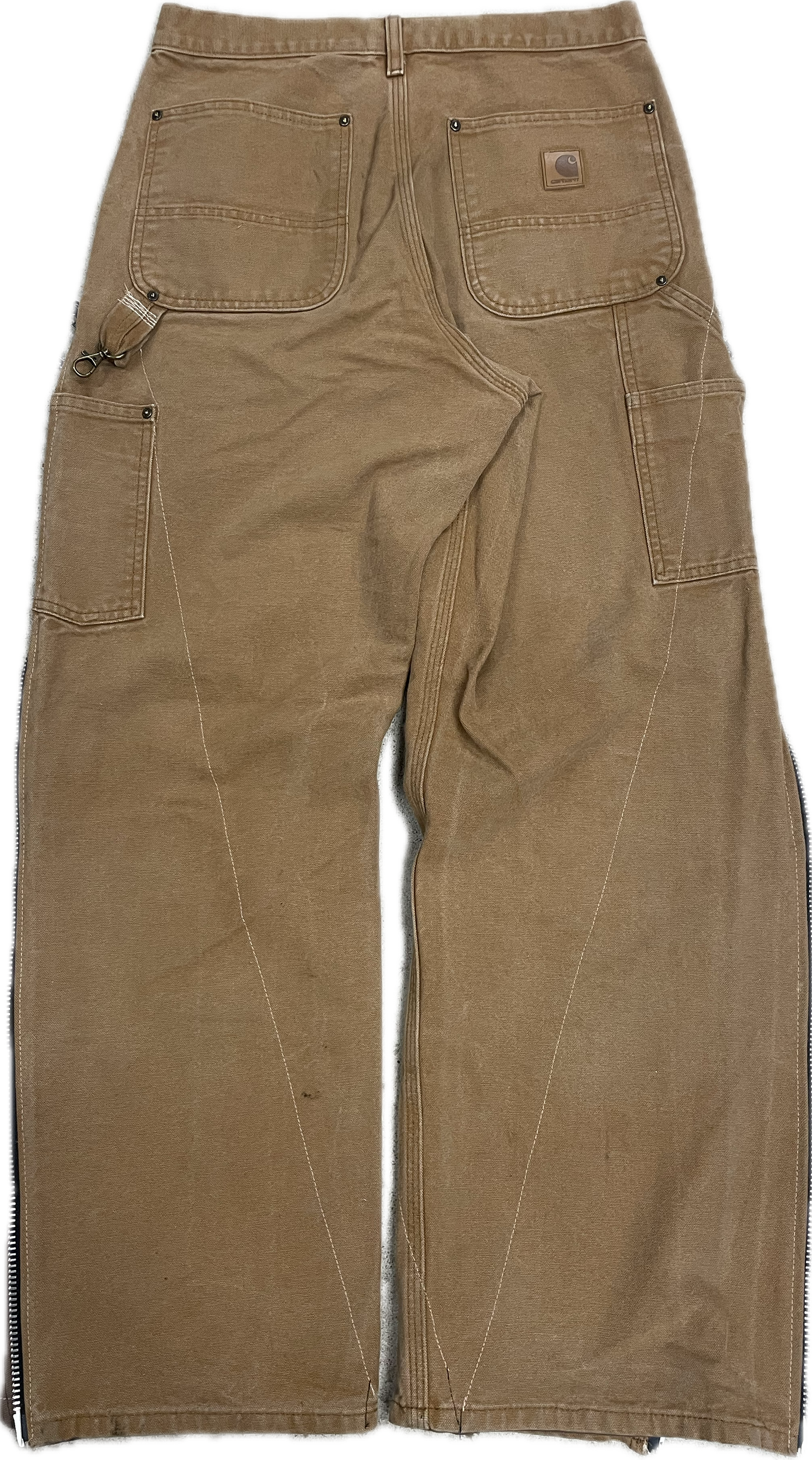 Cream Double Knee Zipper Pant