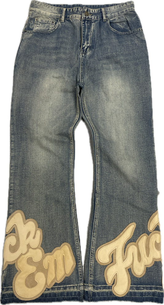Cream Wash Patch Denim